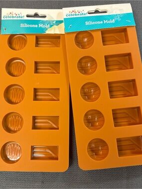 Celebrate! Orange nonstick Silicone Mold Set for candies, ice, soap, baked goods